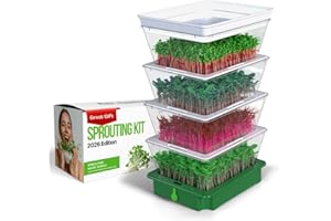 ZESTIGREENS 4-Tier Sprouting Kit with Drain Spout – Stackable Seed Sprouter Trays for Growing Fresh Sprouts at Home – BPA-Free, Easy Rinse & Drain System