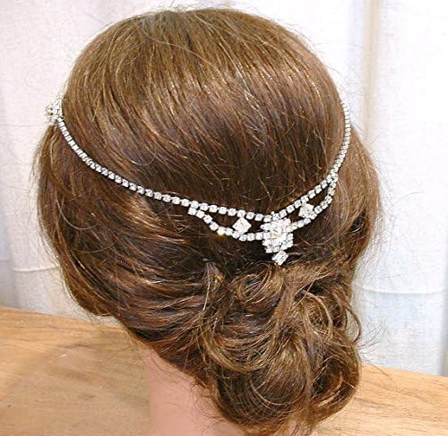 1920's Bridal Hair Chain, One-of-a-Kind Vintage Art Deco Rhinestone Wedding Headband, Forehead or Back of the Head Crystal Headpiece, Downton Abbey Inspired