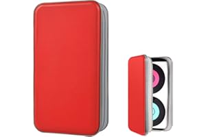 Augeny Car CD Case Holder, 80 Capacity Plastic CD Disc Storage Holder DVD Storage Wallet, Portable Zippered Vehicle CD Case Holder Organizer for Home, Car, Office, Travel (Red)