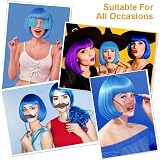 Aomig 3 Pack Short Light Blue Wigs Set with 2 Caps Synthetic Cosplay view 6