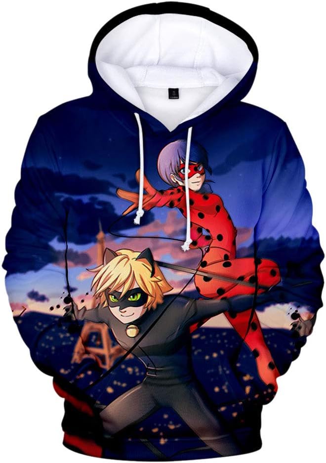 Miraculous Ladybug Sweatshirt Couple 3D Hoodies Unisex Digital Print Hooded Anime Pullover Autumn Popular Sweatshirt Miraculous Ladybug Pullover