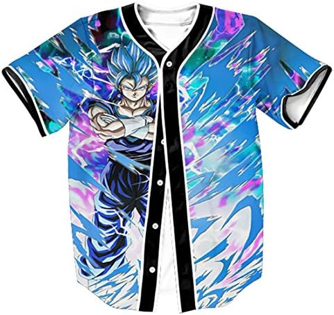 BellyAnna Boutique Unisex 3D Digital Printed Dragon Ball Button Cardigan Sweater Shirt
