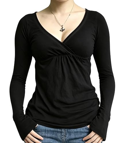 Mxiqqpltky Women Long Bell Sleeve T-Shirts Y2k Fairy Grunge Tee