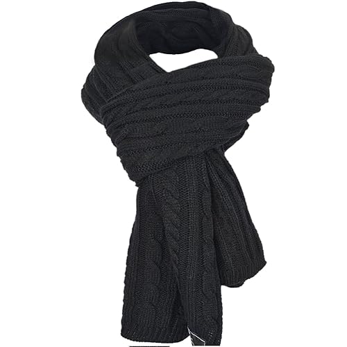 Tom Franks Mens Chunky Cable Knit Scarf Grey Amazon.co.uk Clothing