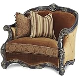 Michael Amini Essex Manor Wood Trim Chair and a Half, Deep English Tea