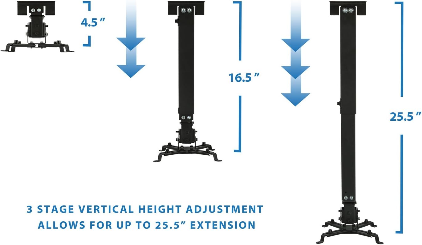 Mount-It! Wall or Ceiling Projector Mount with Universal LCD/DLP Mounting for Epson, Optoma, Benq, ViewSonic Projectors, 44lb Load Capacity, Black: Electronics