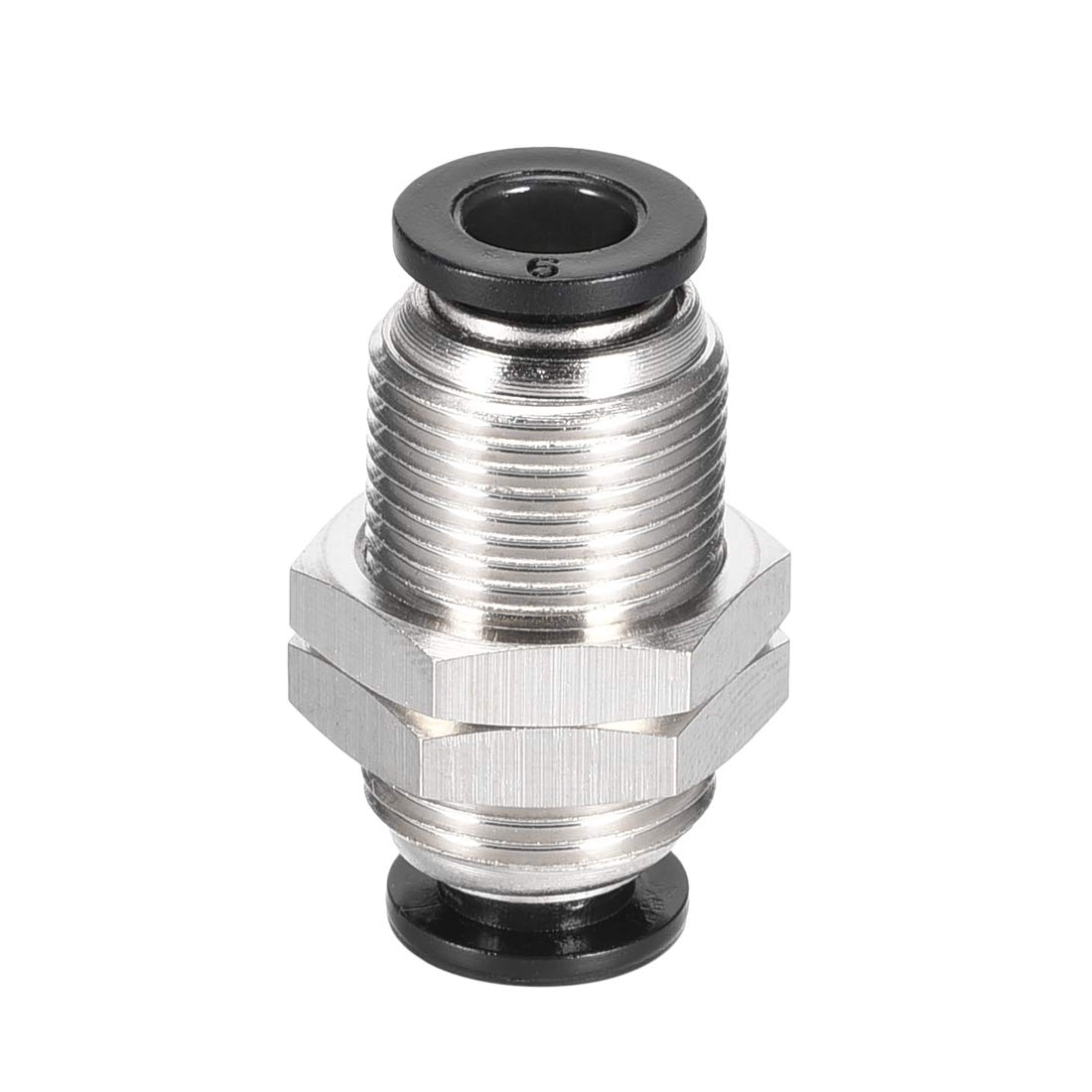 sourcing map Straight Pneumatic Push to Quick Connect Fittings Bulkhead Union 6mm Tube OD X 6mm Tube OD