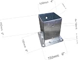 LLB Bolt Down Square Bracket 100mm x 100mm Post Base Heavy Duty Galvanised view 2