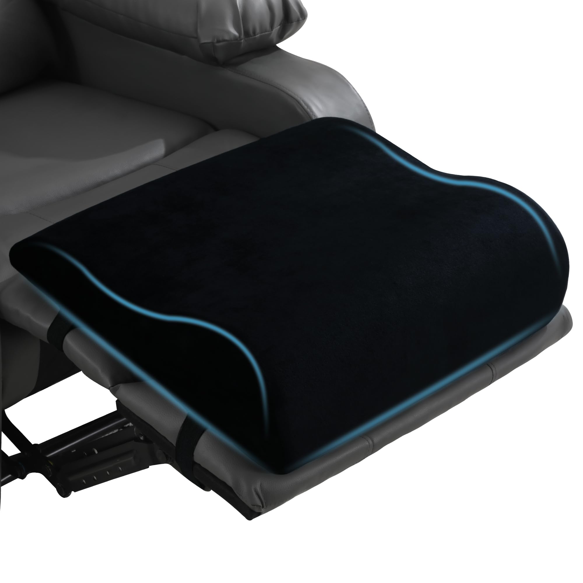 Photo 1 of HOMBYS Extra Large Recliner Leg Pillow, Foam Foot Rest Cushion Wave Shape Recliner Footrest Extender, Multi Purpose Back & Lumbar Support Pillow for Bed, Sofa Couch, (Black)