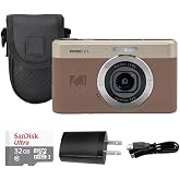 Kodak PIXPRO C1 Digital Camera, 13MP Compact Point &amp; Shoot, 2.8&Prime; 180&deg; Flip LCD Screen, 26mm Wide Angle Lens, 4X Digital Zoom, 1080P Full HD Video, Brown + Camera Case &amp; 32GB Micro SD Card