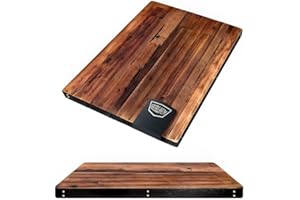 HEIRLOUM Reclaimed Wood Table Top - Rustic Recycled Solid Wooden Piece Perfect for Counters, Kitchens, Dining and Coffee Table Tops (Reclaimed Wood Table Top with Metal Edge, 24" x 42")