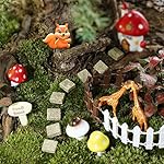Miniature Ornaments Kit Set with Storage Box for DIY Fairy Garden Dollhouse Decoration (Pack of 55 Units)