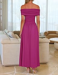 ZESICA Women's Off The Shoulder Maxi Dress 2025