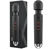 bed geek Handheld Cordless Personal Wand Massager – Waterproof, USB Rechargeable, 20 Vibration Patterns, 8 Speeds, Memory Feature, Skin-Soft Silicone for Ultimate Relaxation Tool (Black)