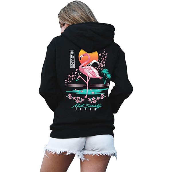 FLORA SMITH リメイク風 ジャケット LOVE ロゴ 蝶風デザイン Amazon.com: Riot Society Flamingo Blossom Womens Hoodie - Black