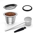 Lianlai Stainless Steel Coffee Pod, Reusable Coffee Pods for Nespresso Original, Metal Reusable Coffee Capsules (1 Pack Coffee Pod, Plastic Spoon, Cleaning Brush)