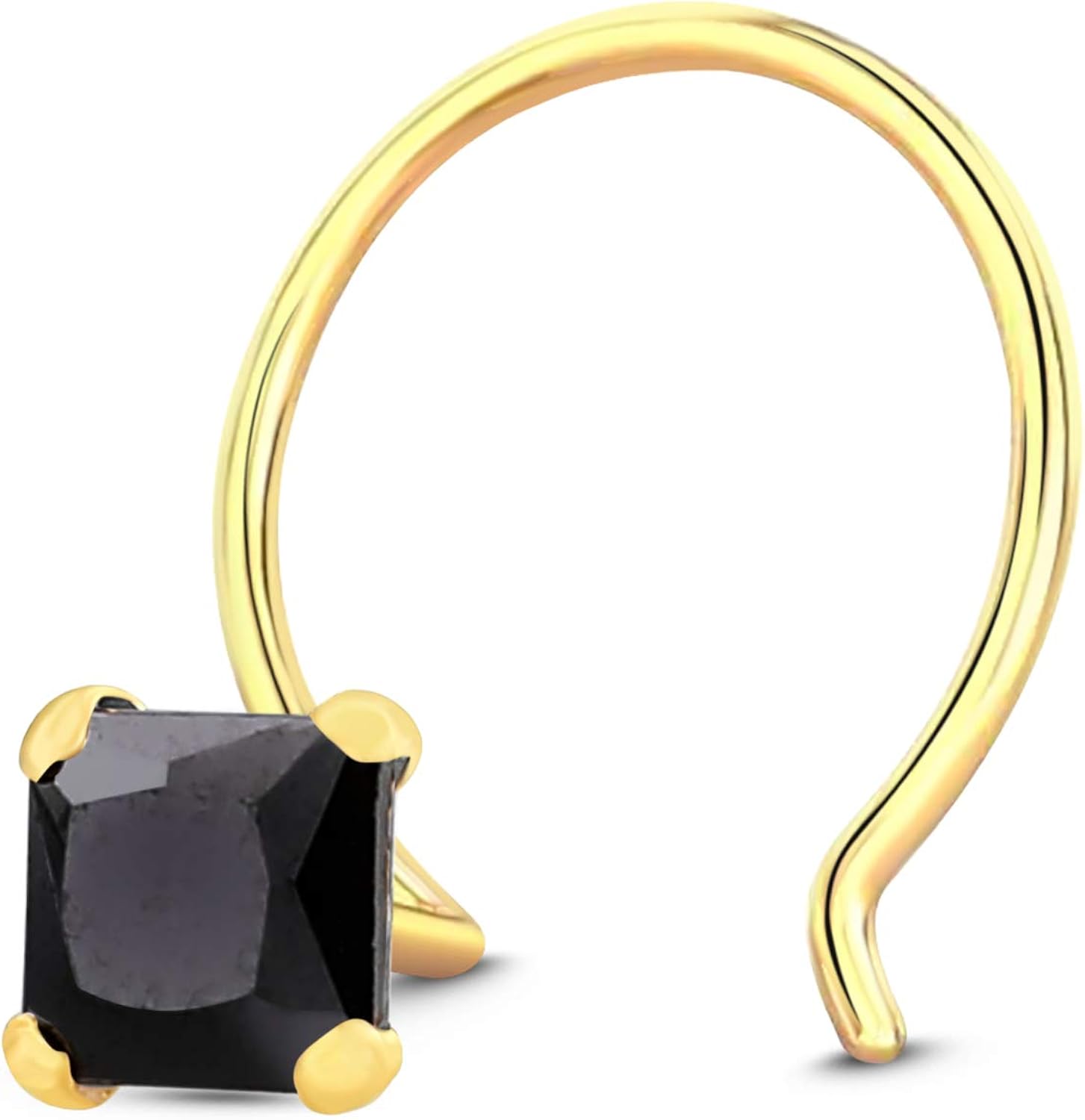 Buy Ruby Gold 14k Gold Square Shaped Black Stone Nose Ring for Women at