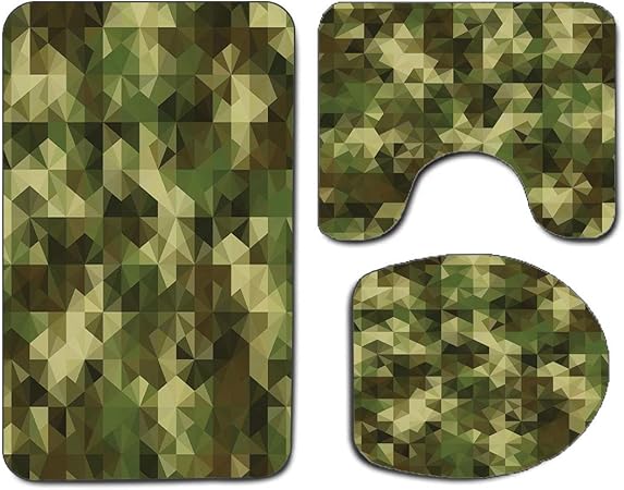 3Pcs Alfombra de baño antideslizante Asiento de inodoro Tapa de la tapa