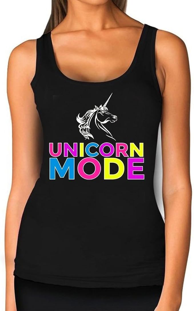 Women's Unicorn Mode Tank Top XXL Black Clothing