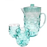QG Acrylic Plastic 14 oz. Wine Glass Rock Tumbler and 80 oz. Pitcher Set Light Blue