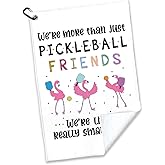 rofiowa We are More Than Just Pickleball Friends Polyester and Cotton Blend Printed Sport Towel with Clip, Pickleball Gift for Pickleball Lover, Funny Flamingo Pickleball Accessories for Men Women,
