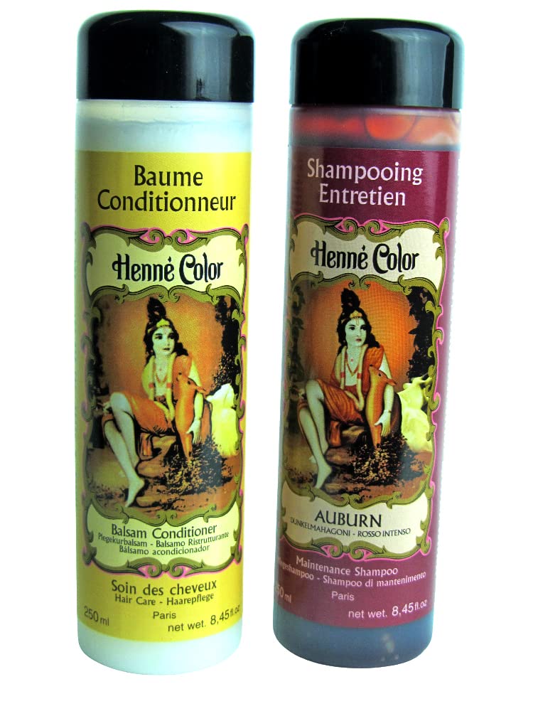 Henna Hair SHAMPOO Auburn 250ml + Balsam CONDITIONER 250ml Henne Hair Care Color Maintenance Combo Pack