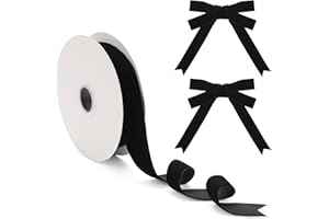 Vintage Black Velvet Ribbon for Christmas Tree Gift Wrapping 1 Inch×10 Yd, Wide Crushed Christmas Velvet Ribbon for Party Orn