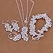 Hot Sale Wedding Fashion 925 Silver Plated Jewelry Set Hand Chain Bracelet Necklace Ring Hook Earings Eardrop Grapes Beads