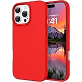 DOMAVER Case for iPhone 16 Pro Max 6.9'' Smooth Liquid Silicone Soft Gel Rubber Microfiber Lining Cushion Cover Shockproof Protective Phone Cases Compatible with iPhone 16 Pro Max - Red