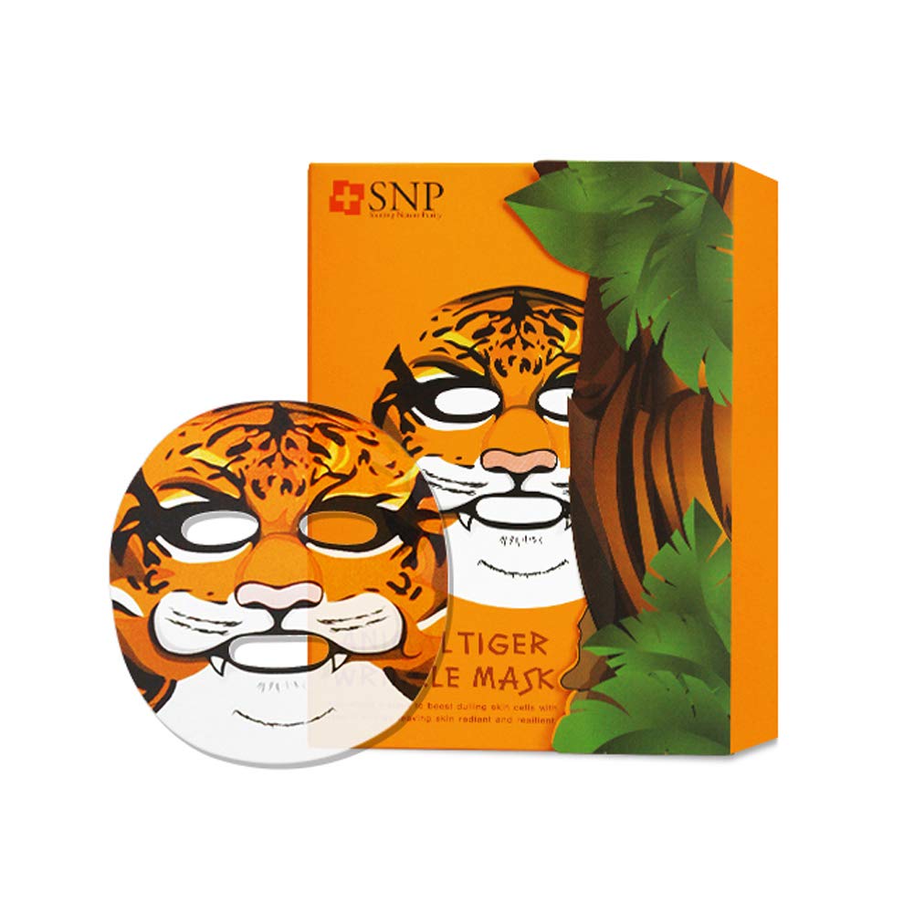 SNP | Shining Nature Purity Animal Mask Pack of 10 | Anti-Wrinkle and Skin Tightening Effect Face Mask | Tiger