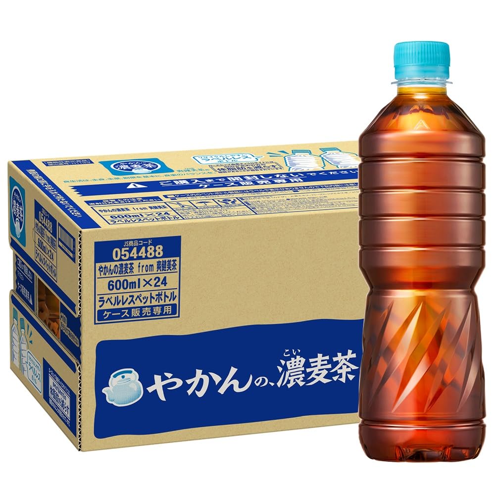 コカ・コーラ やかんの濃麦茶 from 爽健美茶 ラベルレス 600ml PET ×24本