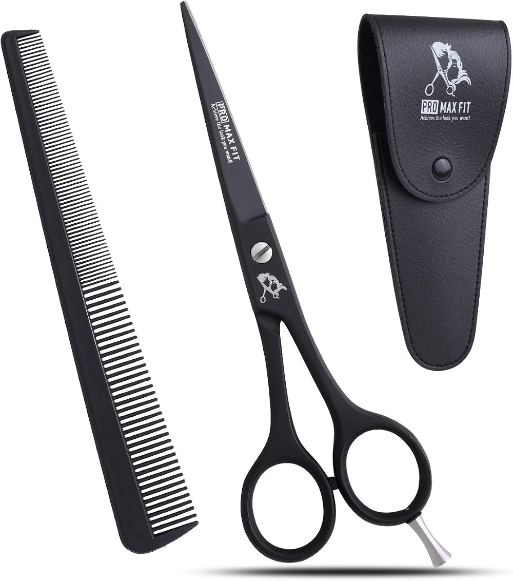 PromaxFit Hairdressing Scissors 6.5” Black Stainless Steel Barber Shears