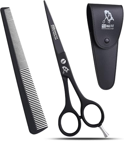 PromaxFit Hairdressing Scissors 6.5” Black Stainless Steel Barber Shears