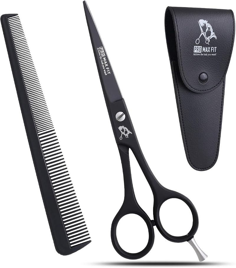 PromaxFit Hairdressing Scissors 6.5” Black Stainless Steel Barber Shears