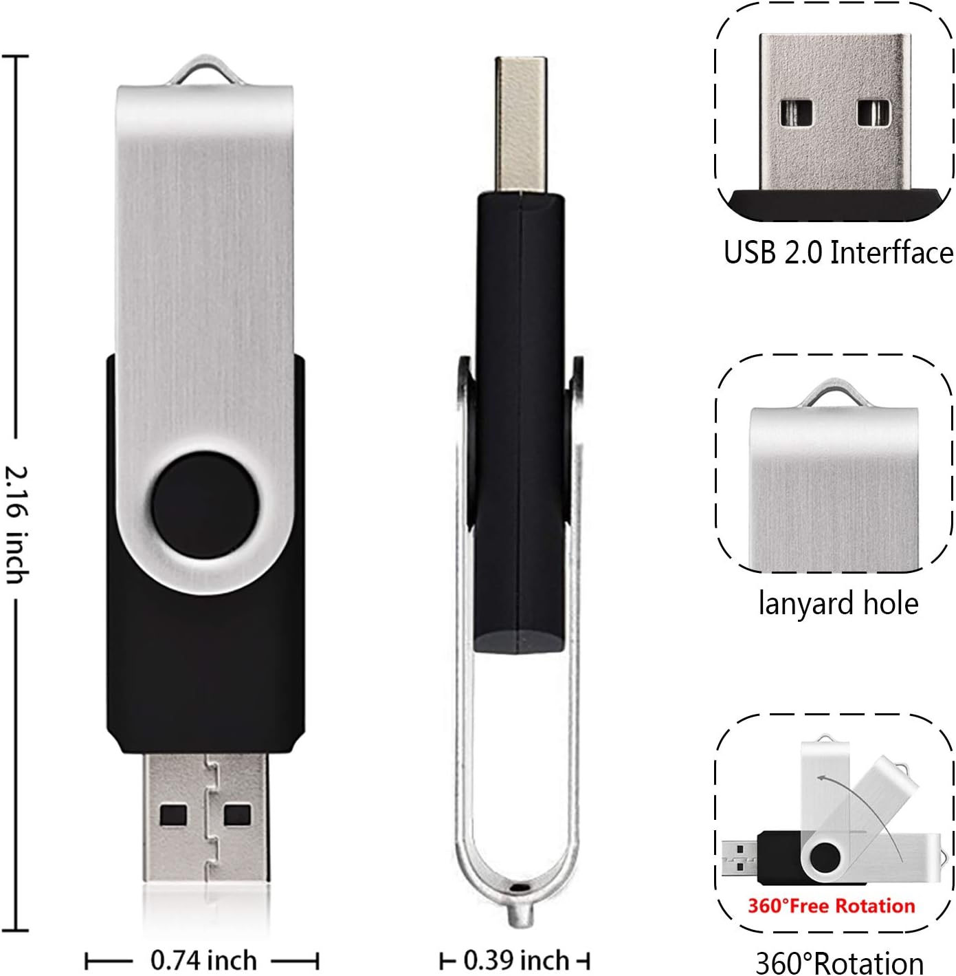 10Pack 2GB USB 2.0 Sticks, KOOTION USB 2.0 Thumb Drives Bulk Flash Drive Pack 2GB Pendrive USB Memory Stick Zip Drive - Image 4