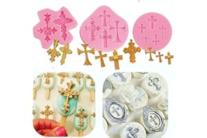 Set of 3 JeVenis Baptism Cake Decorations Cross Cake Mold Cross Mold Baptism Cake Toppers for Baptism Party Supplies