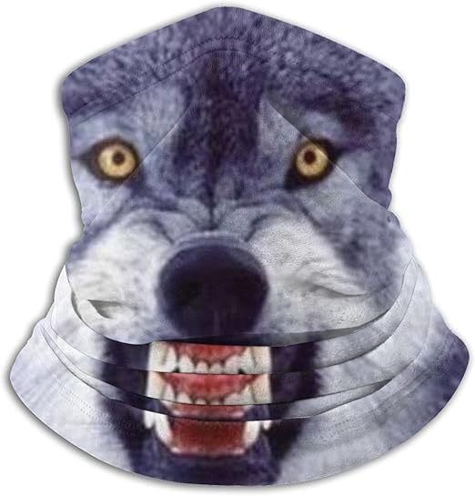 Grey Funny Wolf Art Neck Gaiters Face Cover For Boys Girls Outdoor