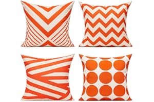 All Smiles Fall Orange Throw Pillow Covers 16x16 Set of 2 Outdoor Patio Fall Decor Boho Furniture Pillow Cases Decorative Cushion Set of 4 for Home Porch Chair Couch Sofa Living Room Geometric