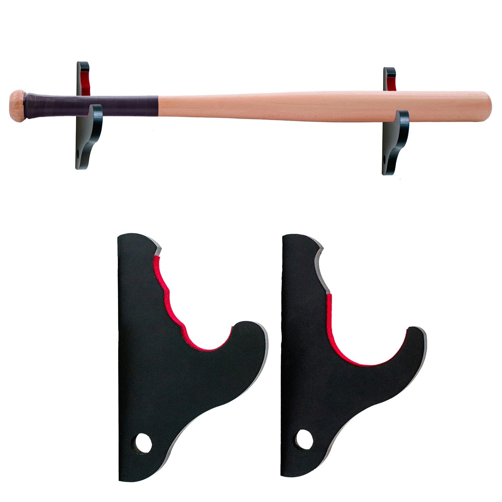 Baseball Bat Display Rack Softball Bat Holder for Horizontal Display Wooden Bat Rack for Memorabilia and Collectible (1 Tier), Black