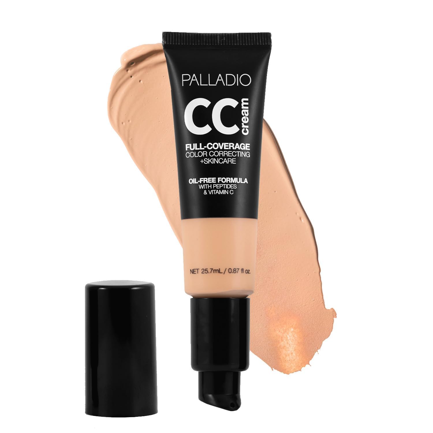 Palladio Full-Coverage Color Correction CC Cream, Oil-Free with Peptides & Vitamin C, Best for Correcting Redness and Uneven Skin Tone, Buildable Foundation Coverage (Light 22N, Neutral Undertone) — image 1
