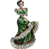 Ebros Gift Dia De Los Muertos Sugar Skull Green Gown Skeleton Ceremonial Dancer Figurine Day of The Dead Vivas Calacas Traditional Folklore Mexico Latin Cultural Sculpture