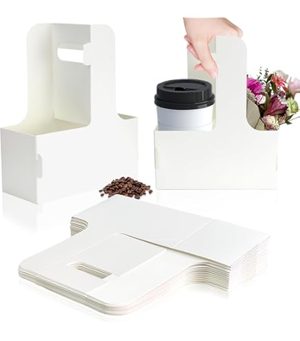 2 Cup Drink Carrier Handle,20Pcs Kraft Paperboard To Go Coffee Cup - View #4