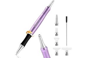 benote Diamond Art Pen, Twist Drill Pen Diamond Art Tools with Square and Round Pen Tips Multi Replacement Pen Heads Wax, for Art DIY Craft Adults or Kids - B9 Purple