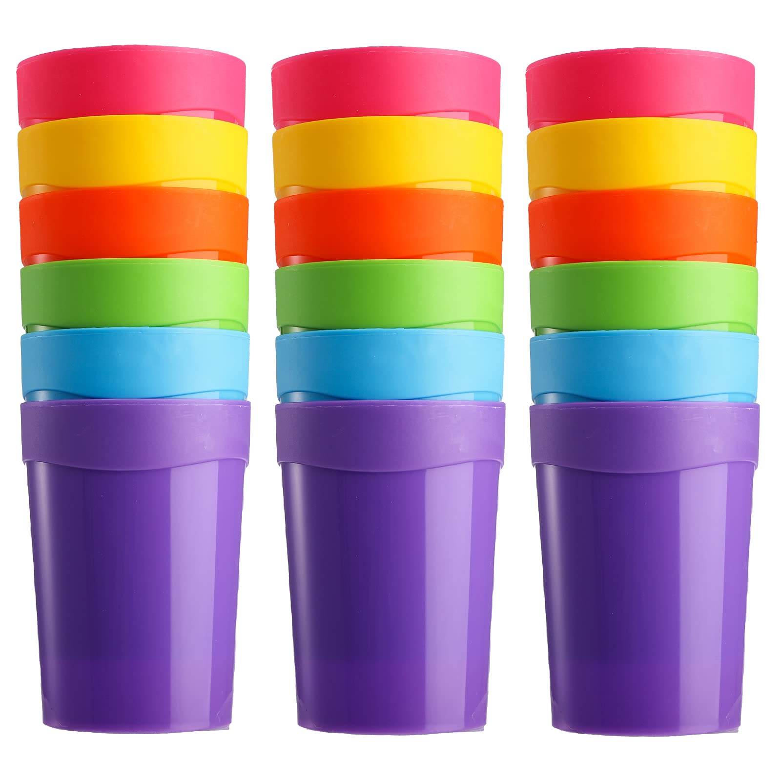 Bekith 18pc Plastic Cup Reusable 400ML Children’s Kids Durable Plastic Drinking Cups BPA-Free Rainbow Tumblers for Kids, Kitchen, Outdoor Parties, Picnics, BBQ’s, Travels, 6 Colors