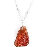 NJCRAFT Raw Gemstone Pendant Necklace for Women |Natural Healing Crystal Rough Pendant 15–25 Carat | Silver Plated Chain 16+2 Inch Adjustable | Gift Jewelry