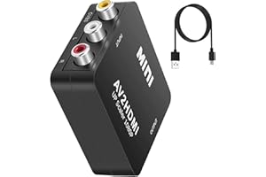 YIKUER RCA to HDMI Adapter, AV to HDMI Converter, 1080P Mini RCA Composite CVBS AV to HDMI Video Audio Converter, Supports PA