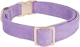YUDOTE Ultra-soft Dog Collar Natural Cotton Corduroy Lilac Medium Dog view 5