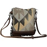 Myra Bag Aztec Purse for Women - Canvas Bag with Real Leather Detailing, Boho Handbags for Women, Cute Western Purse