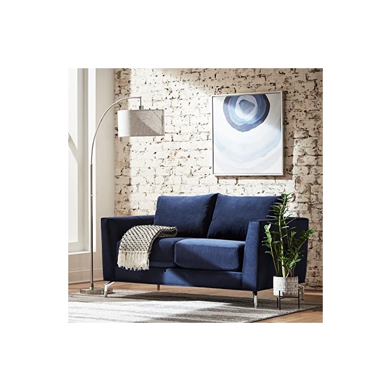Amazon Brand Rivet Emerly Modern Loveseat Sofa, 63"W, Navy LAVORIST