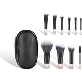 Portable 10Pcs Mini Makeup Brush Set with Travel Pouch, Small Cosmetic Brushes Kit for Foundation, Blush, Eyeshadow, Powder, Contour